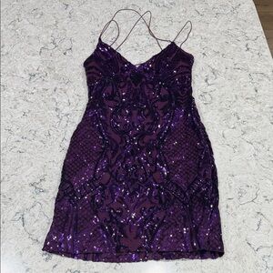 Windsor Deep Purple Sequin Mini Dress